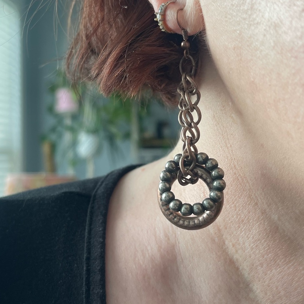 Silver/Rose Gold Mixed Metal Dangle Earrings